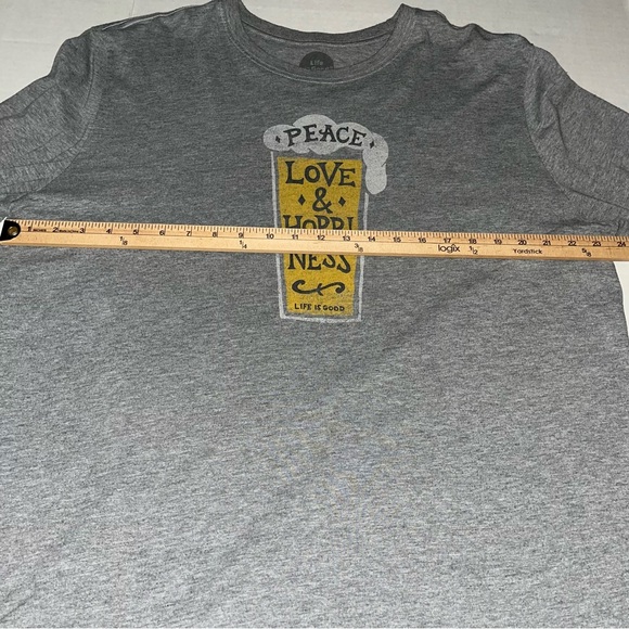 Life is Good Beer Graphic Gray Long Sleeve Tee Peace, Love & Hoppiness‎ Size XL - Picture 5 of 11